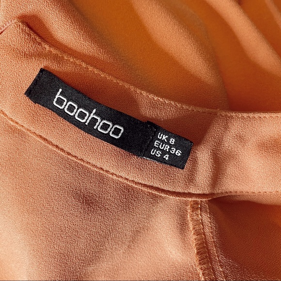 Peach Boohoo Long Sleeve Choker Detail Dress - Picture 5 of 5
